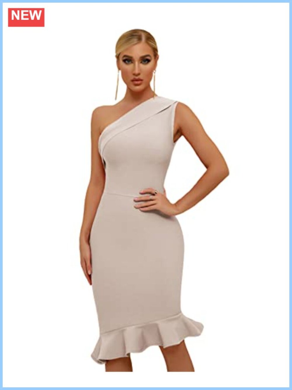 One Shoulder Bandage Dress Mermaid Midi Cocktail Party